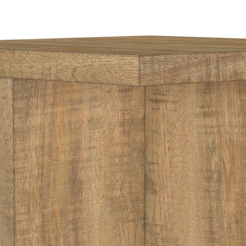 Chet Square End Table with Open Cube Base, Mango Finish Wood 24 Inch image number 4