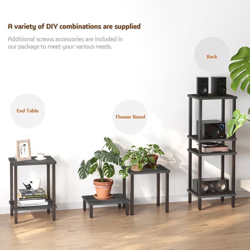 TUTOTAK End Table, Set of 2, Side Table, Nightstand, 2-Tier Storage Shelf, Sofa Table for Small Space, Living Room, Bed Room, Ch