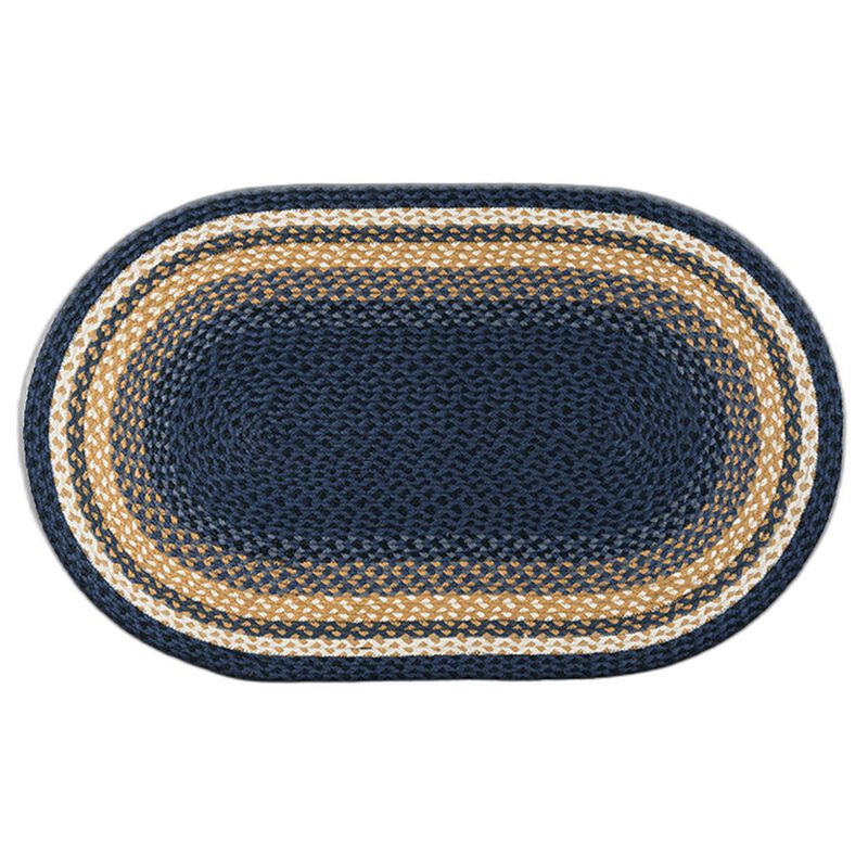 Earth Rugs C-79 Lt Blue Dk Blue Mustard Oval Braided Rug 27 X 45 image number 0