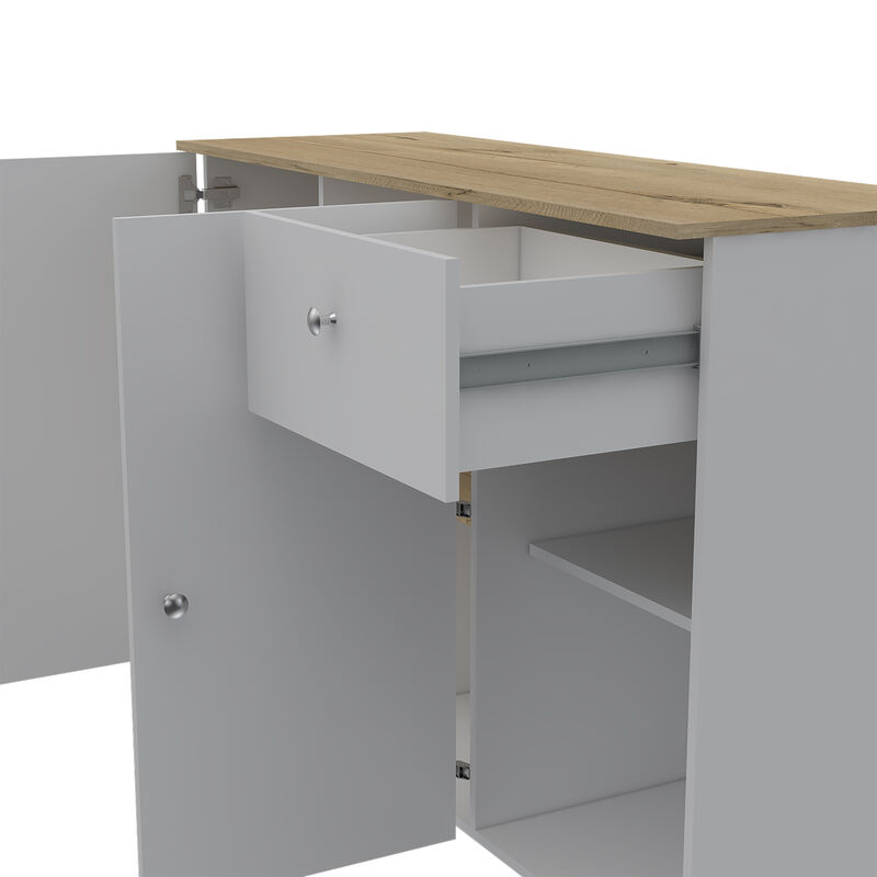 Streamdale Sayville 2-Drawer 2-Shelf Kitchen Island White And Pine image number 3