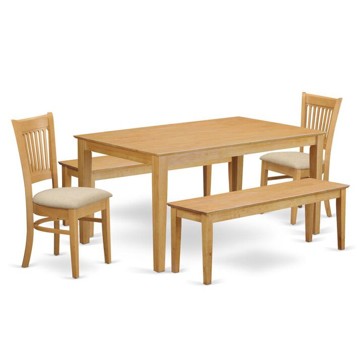 5 Pc Dining room set - small Table and 2 Dining Chairs plus 2 Wooden benches