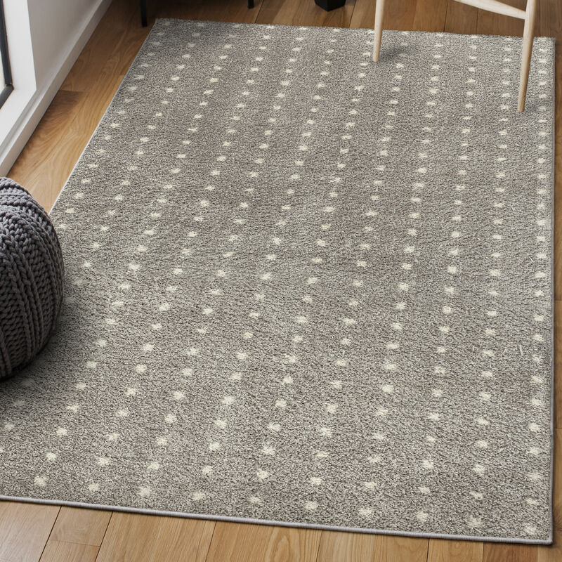 Pele Modern Geometric Dot Shag Gray/Ivory Rug
