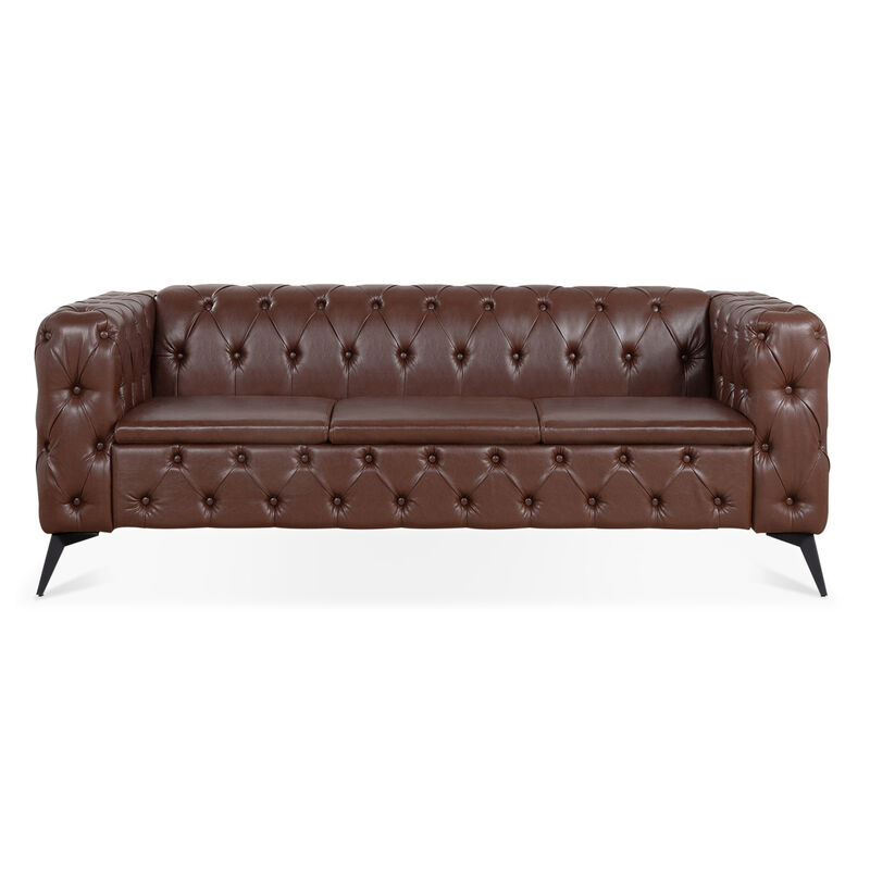 84.06Inch Width Traditional Square Arm removable cushion 3 seater Sofa image number 9