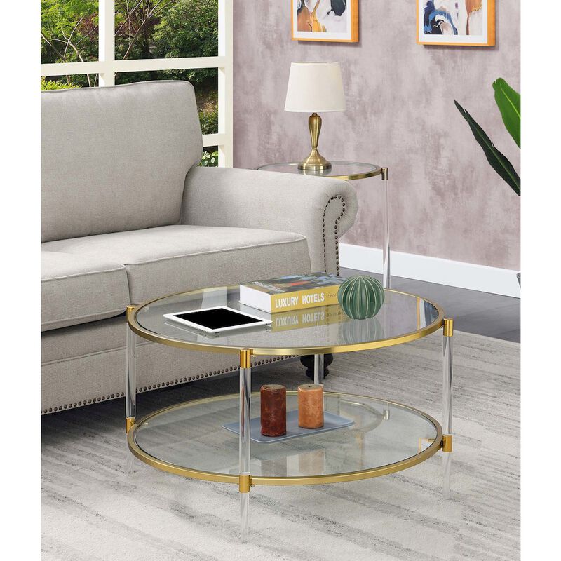 Convenience Concepts Royal Crest Acrylic Glass Coffee Table, Clear/Gold