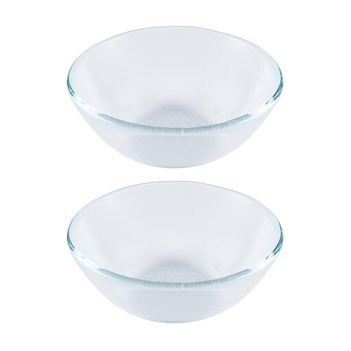Turgla Fusion Glass dia.5.5" h:2" 14 oz. Round Clear Glass Bowl (Set of 2)