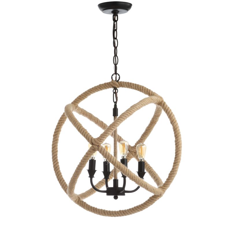 Soka Adjustable Globe Metal/Rope LED Pendant