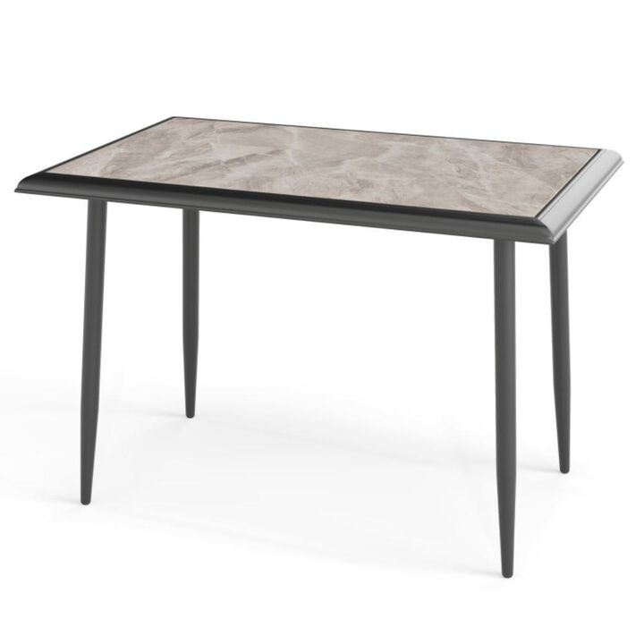 Hivvago Sintered Stone Dining Table Rectangular Kitchen Table with Metal Frame Indoor Modern Breakfast Table for Living Room Dining Room