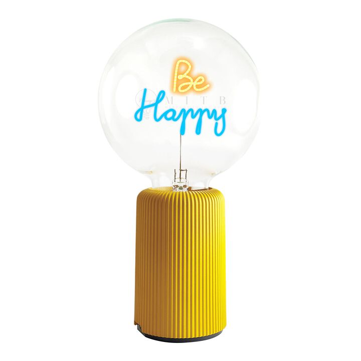 Bulb BE HAPPY Amber/ Blue with Base Table Lamp PORTABLE Pop