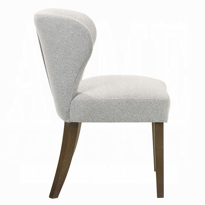Dea Dining Side Chair Set of 2, Wingback Gray Chenille, Walnut Brown image number 3