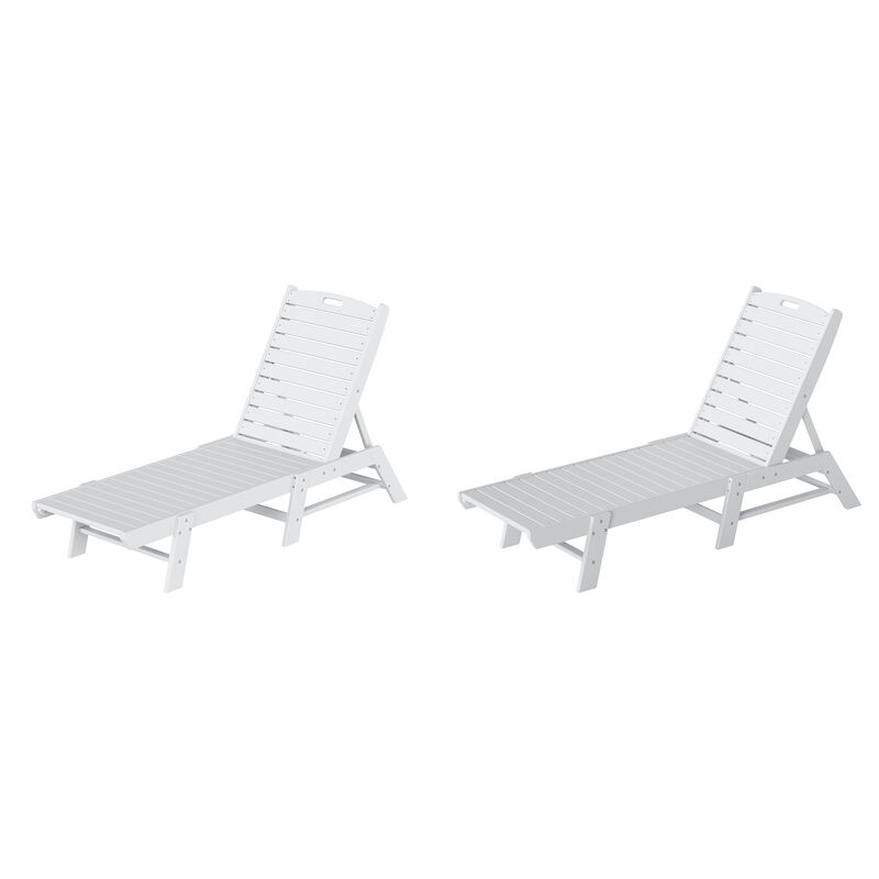 Reclining Outdoor Patio Adjustable Chaise Lounge Chair (Set of 2)