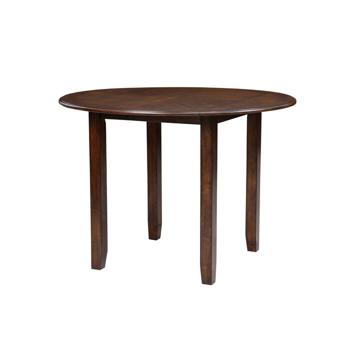 3pc 42 Inch Dining Table Set, Extendable Drop Leaves, 2 Chairs, Brown - Benzara