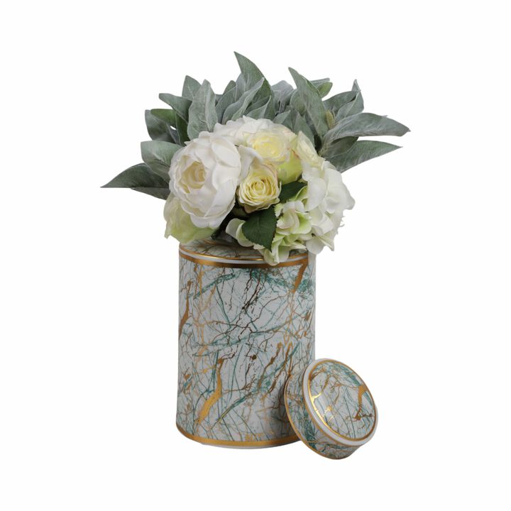 Ceramic 12" Jar With Gold Lid