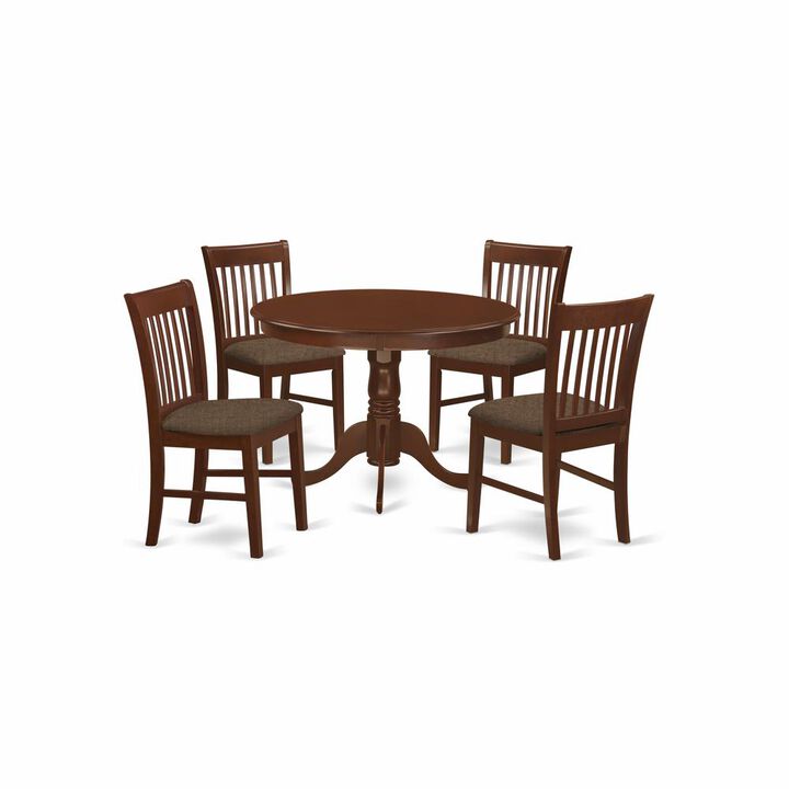 5 Pc set with a Kitchen Table and 4 Dinette Chairs in Mahogany