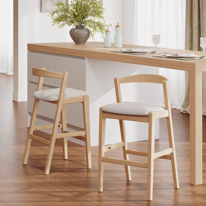 Christopher Knight Home Rosy Mid-Century Modern Rubberwood Barstool with Curved Open Back (Set of 2)