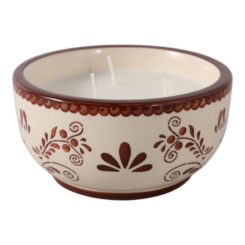 6" 10 Oz Coffee Hand Painted Candle, Brown/ White image number 3
