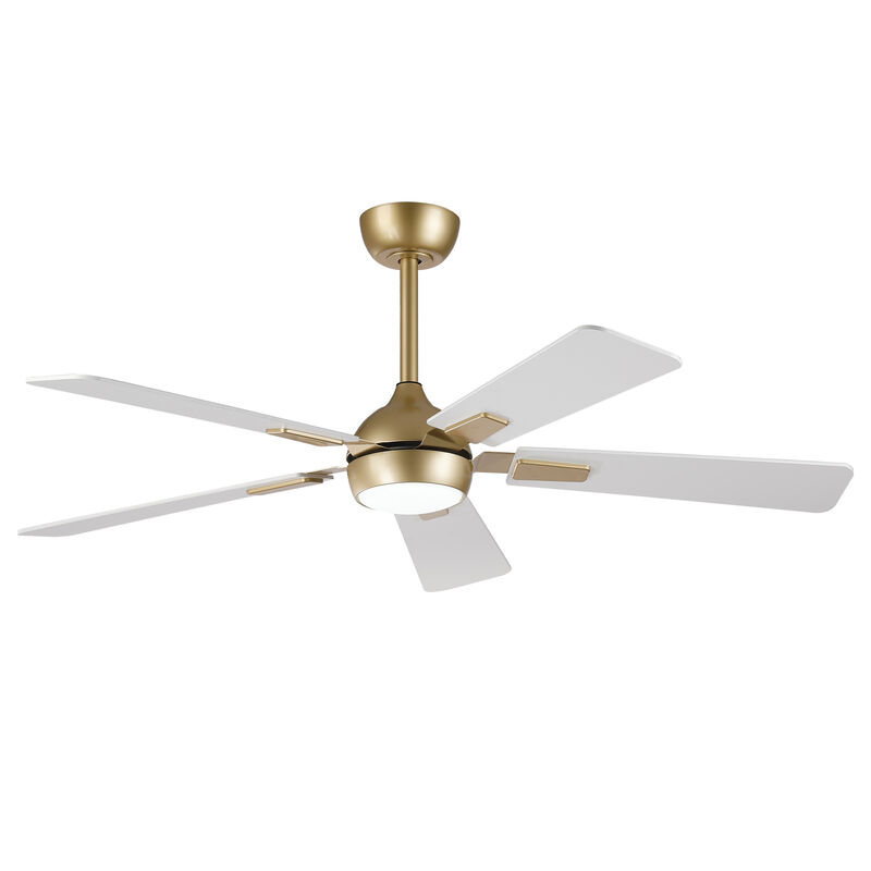 52" Modern Gold Reversible Dimmable 6-Speed Smart Ceiling Fan with Light, APP Control and Remote image number 0