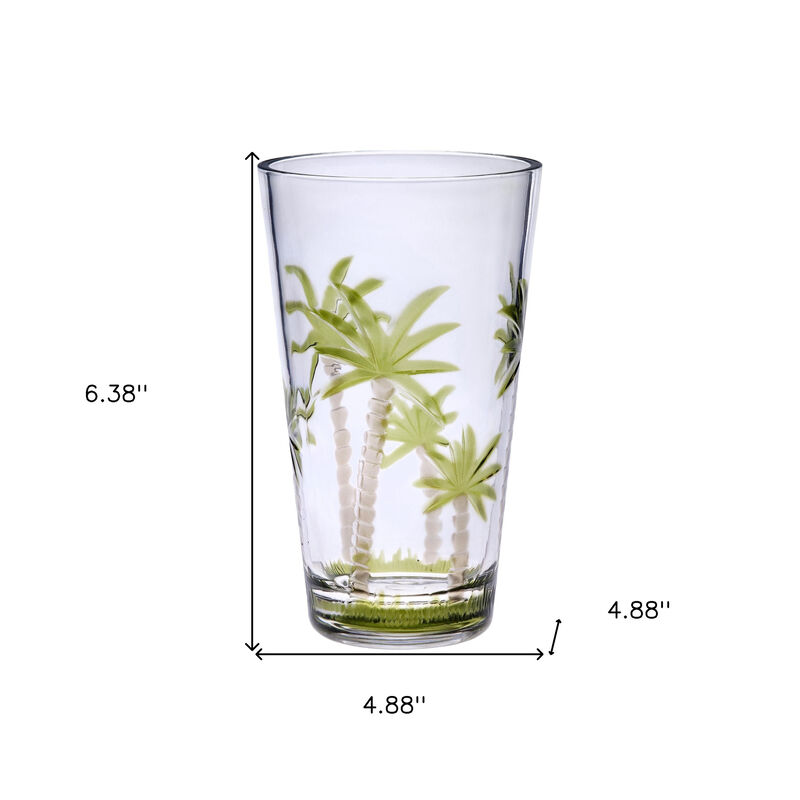 Palm Tree Pattern Acrylic Highball Glass Set of 4 for Cocktails and Gatherings