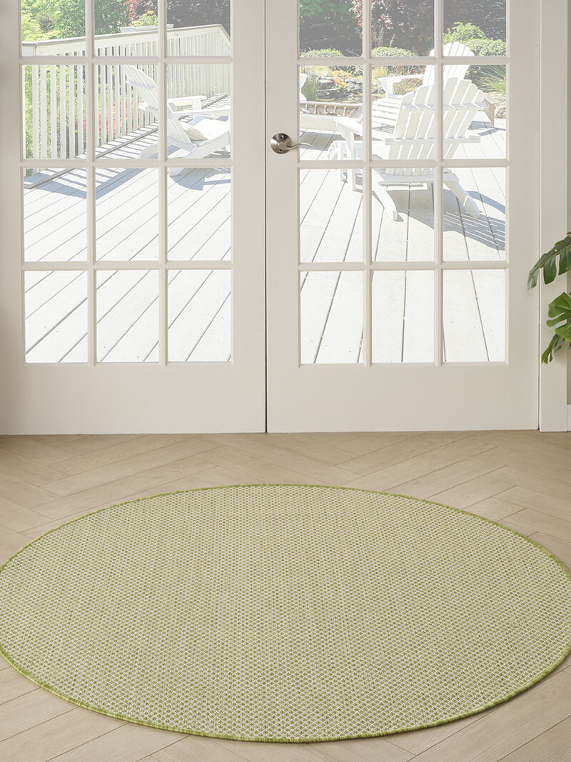 Courtyard COU01 Ivory/Green 5' x Round Rug