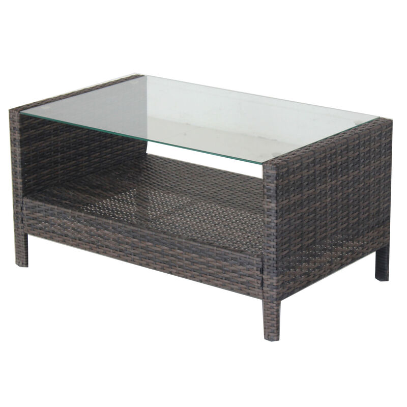Outdoor patio Furniture Coffee Table with clear tempered glass image number 6