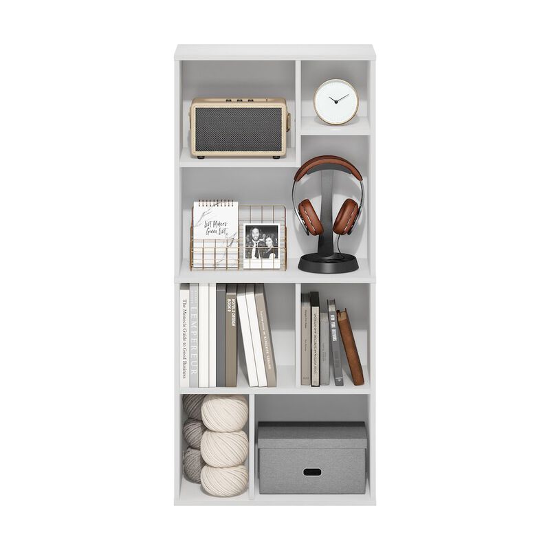 Daly 7-Cube Irregular Cubes Bookcase, Bookshelf, Storage Organizer, White