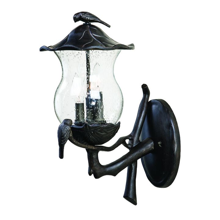 Hivvago Avian 3-Light Black Coral Wall Light With Seeded Glass