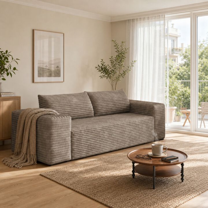 Whisen 78.8" Sofa, 3-Seat Cotton Deep Seat Couch for Living Room Bedroom