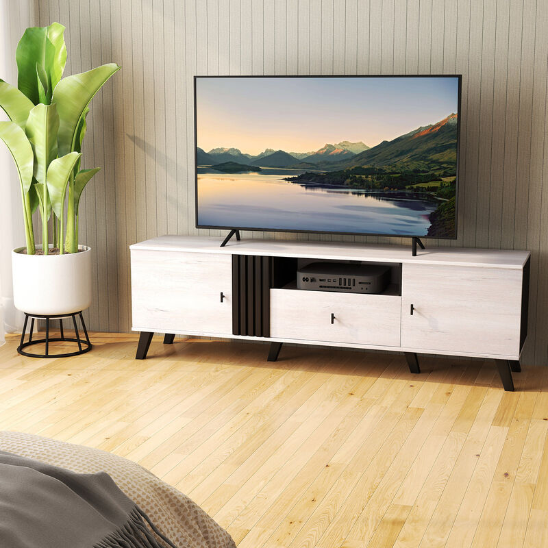 Mid-Century Modern TV Stand Entertainment Center for 80" TV, Stylish Living Room Piece