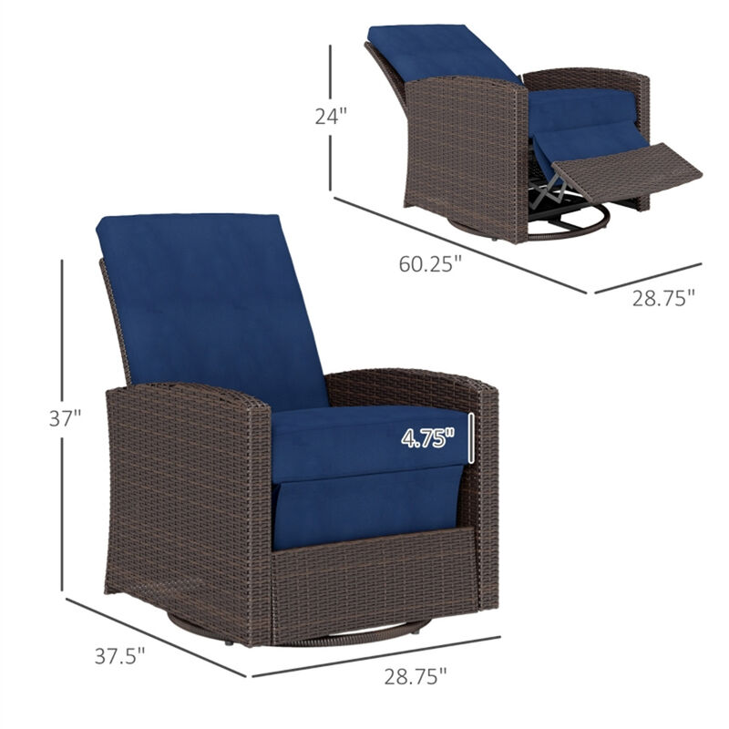 Outdoor Adjustable Reclining Chair with 360-degree Swiveling Base and Ergonomic Support image number 2