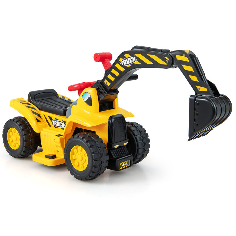 6V Kids Electric Excavator Ride On Toy with Folding Basketball Hoop image number 0