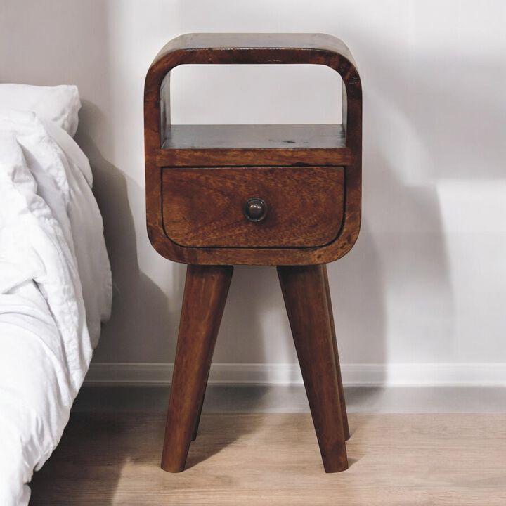 Extra Mini Chestnut Curve Open Slot Bedside