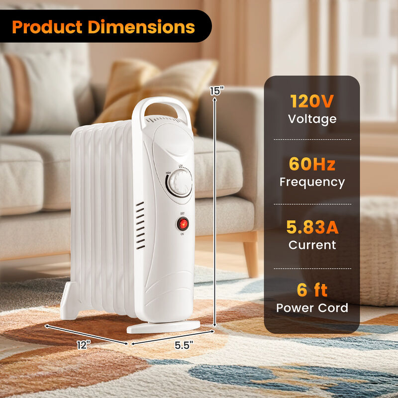 Electric Oil Filled Radiator Heater with Adjustable Thermostat