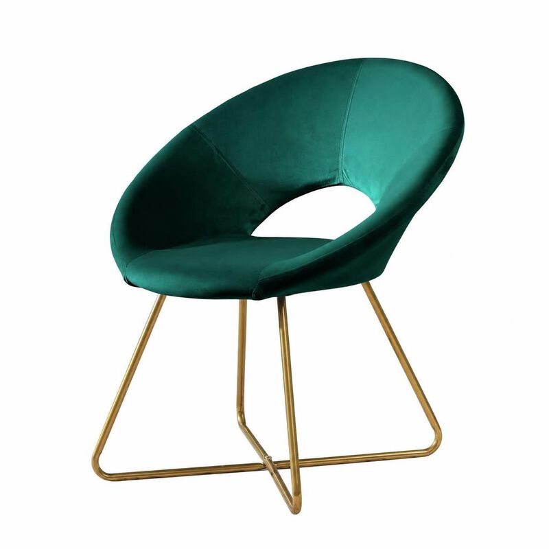 GOODSILO Velvet Upholstered Accent Chair with Curved Back and Gold Tone Finished Metal Base for Living Room Bedroom Entryway image number 0