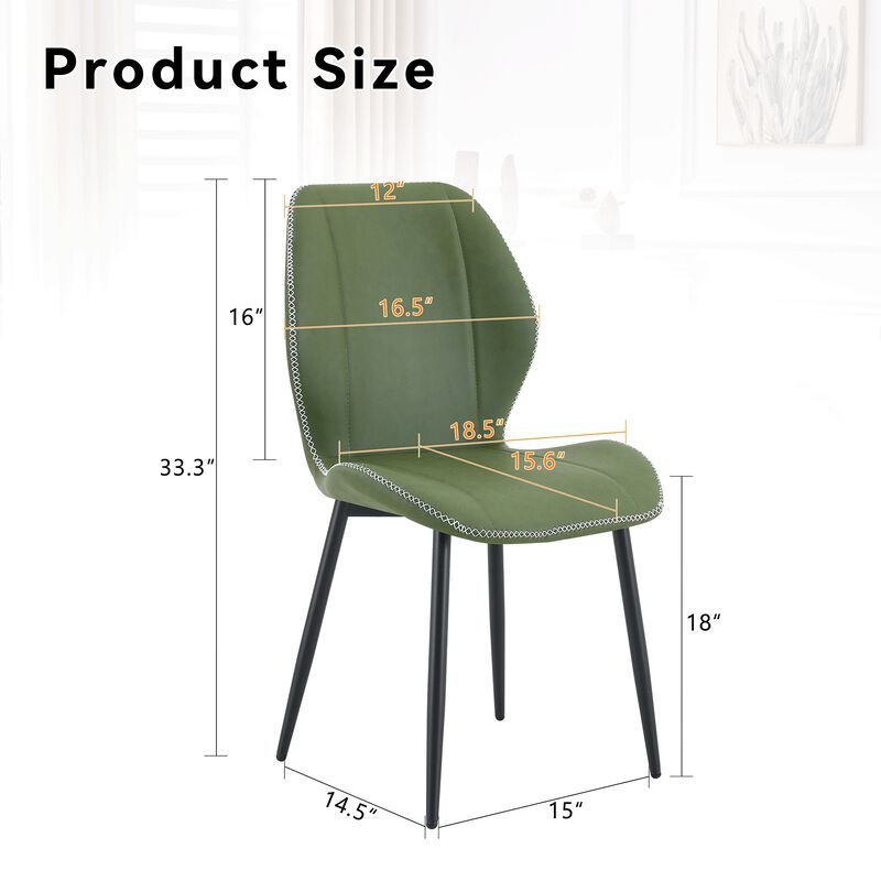 Whisen 4-Pack PU Leather Dining Chairs with Adjustable Feet, Metal Frame, Light Luxury Upholstered Chairs for Dining Room, Office, Study image number 9