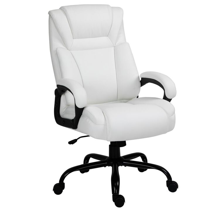 White Executive Giant: 400lbs Big Tall Faux Leather Swivel Office Chair