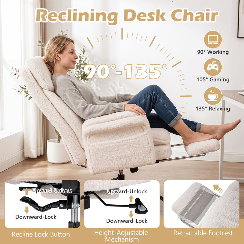 Ergonomic Cross Legged Office Chair Big and Tall with Retractable Footrest image number 5