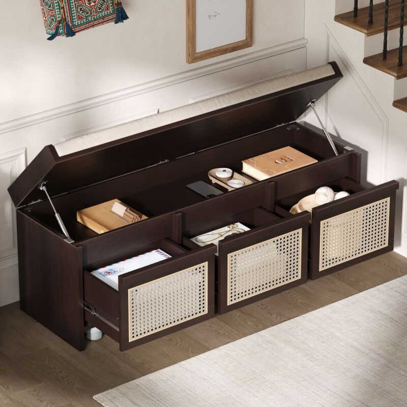 Seckbo Retro Button Tufted Upholstered Storage Bench image number 1