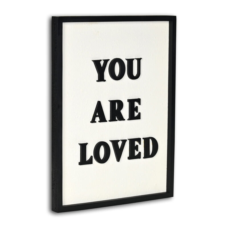 HomeRoots 16" X 12" Black And White You Are Loved Framed Wall Decor image number 2