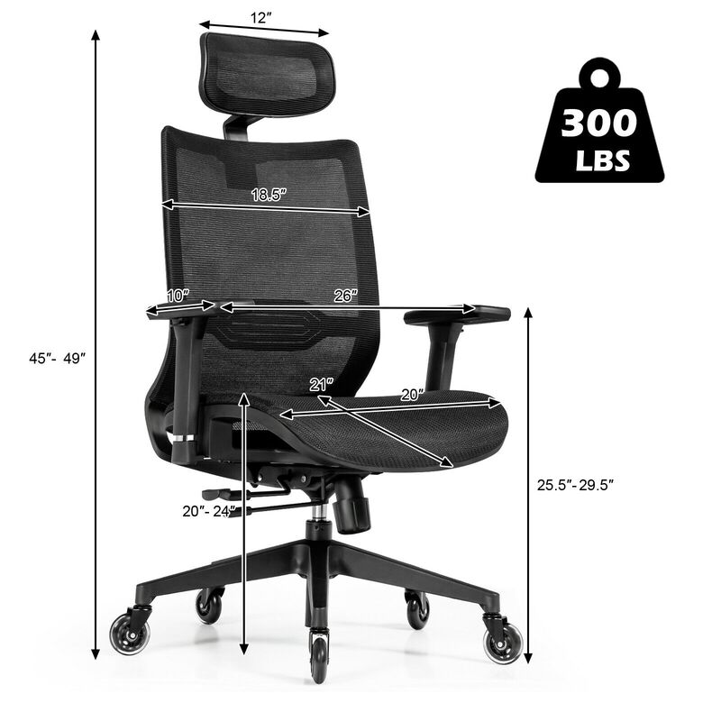 Adjustable Mesh Computer Chair with Sliding Seat and Lumbar SupportBlack