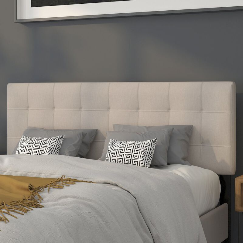 Flash Furniture Tufted Upholstered Queen Size Headboard in Beige Fabric image number 5