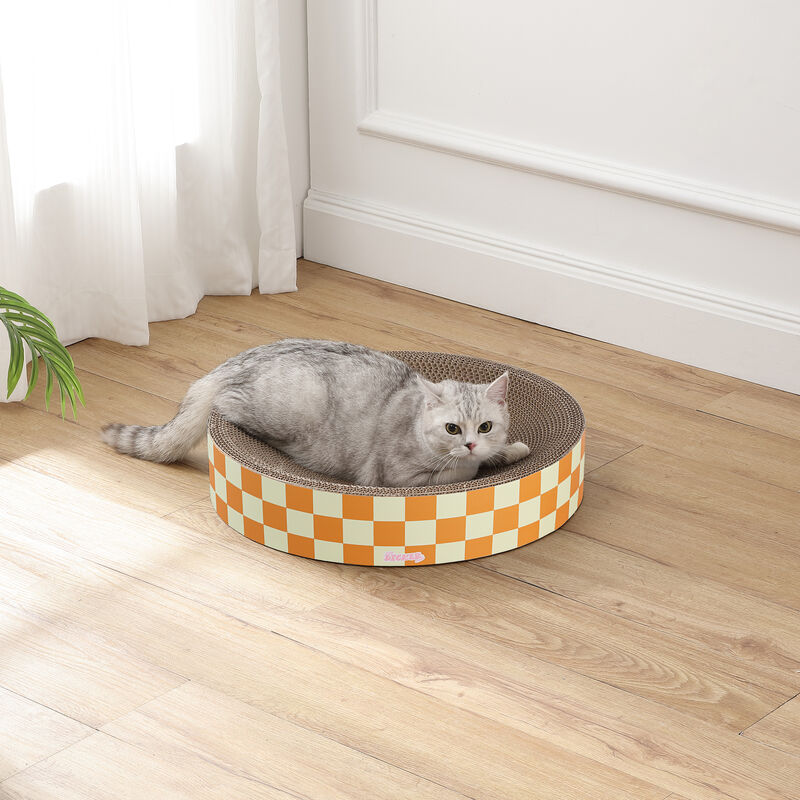 Nelson Modern Cardboard Round Bowl Cat Scratcher with Catnip