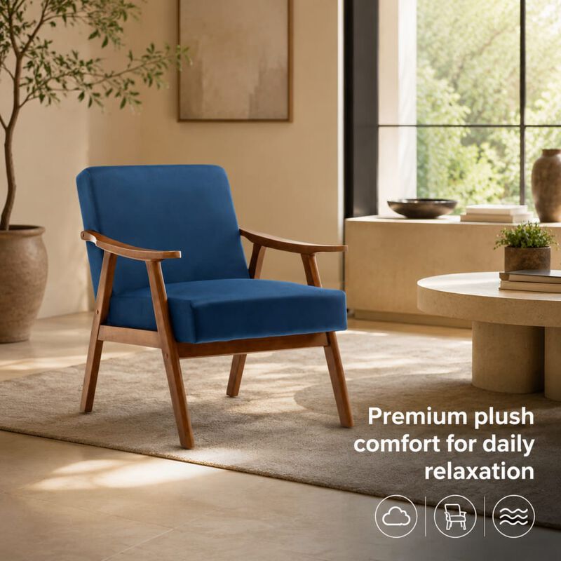 GOODSILO Mid-Century Modern Accent Chair, Wingback Lounge Chair with Thick Backrest for Living Room, Bedroom and Reading Spaces image number 4
