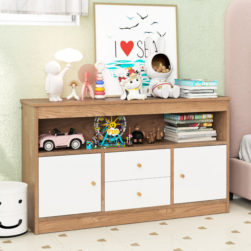 Kids Toy Storage Organizer with Open Shelf and 2 Drawers for Playroom