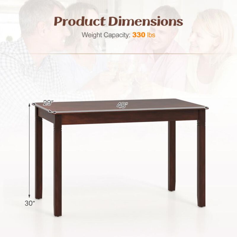 Hivvago Wooden Dining Table for 4 People Rectangular Kitchen Table with Rubber Wood Legs.