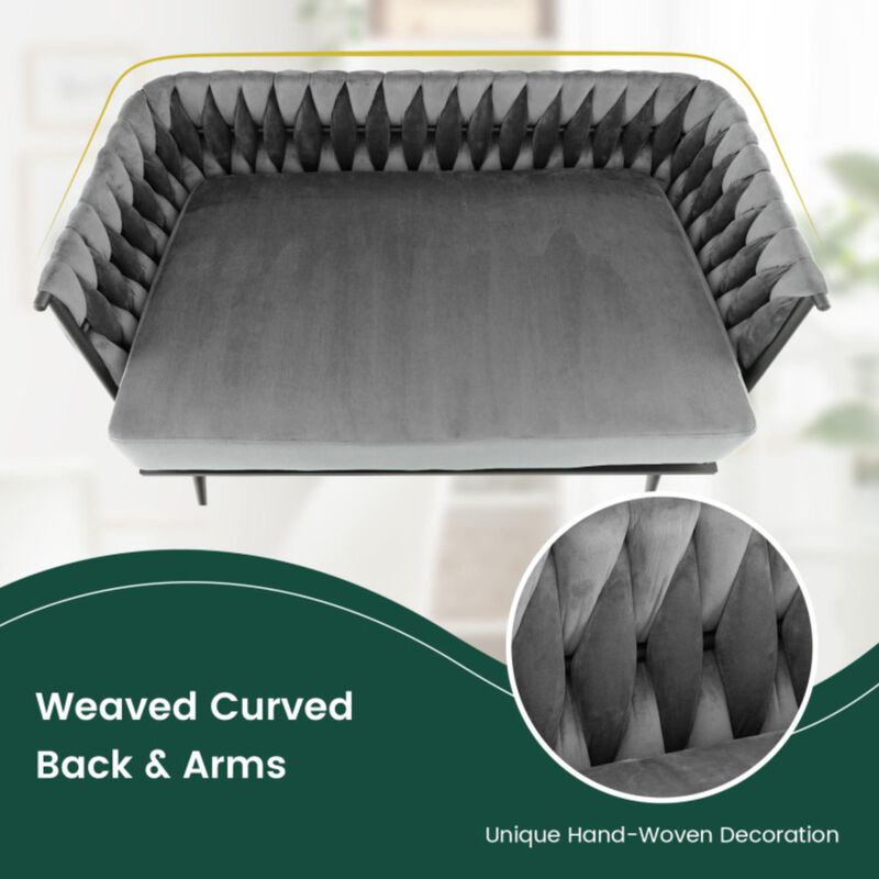 Hivvago Modern Loveseat Sofa Upholstered Dutch Velvet Sofa Couch