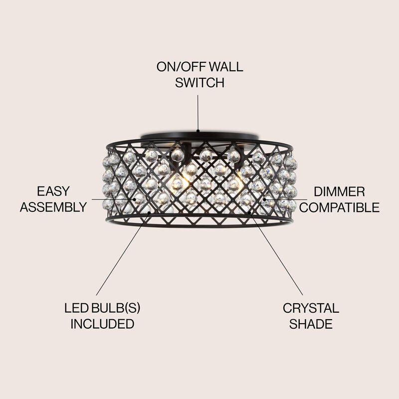 Gabrielle Metal/Crystal LED Flush Mount Ceiling Light