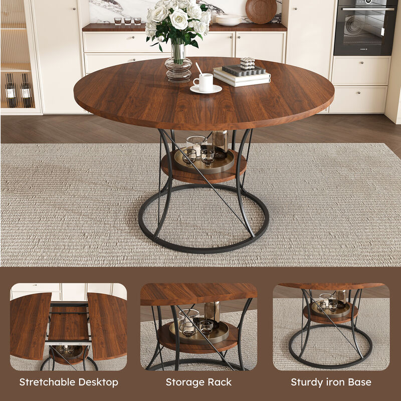 Lefbod Industrial Expandable Round Dining Table image number 6
