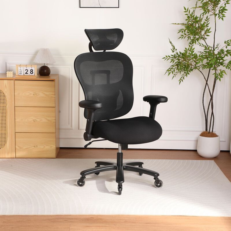 500LBS Big and Tall Office Chair Mesh Breathable,Gaming Chair with Adjustable Backrest Height image number 1