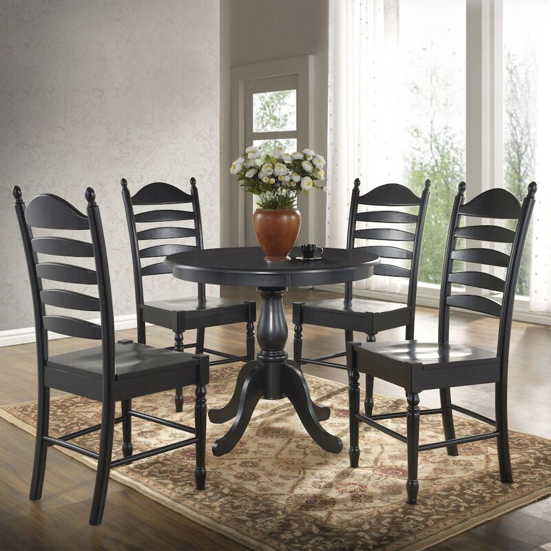 Carolina Living Fairview 36 Pedestal Dining Table with 4 Whitman Dining Chairs - Antique Black