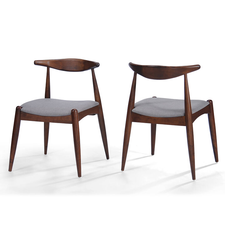 Merax Set of 2 Rubberwood Dining Chairs - Ergonomic Backrest with Thick Comfort Cushions, Solid Wood Kitchen Side Chairs