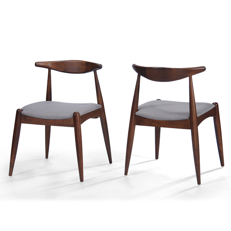 Merax Set of 2 Rubberwood Dining Chairs - Ergonomic Backrest with Thick Comfort Cushions, Solid Wood Kitchen Side Chairs